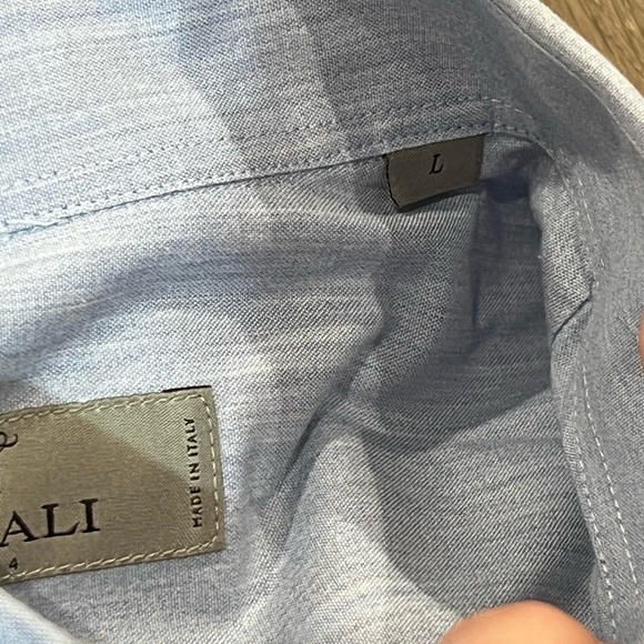 Canali Size Large Made in Italy 100% Light Cotton Spread Collar Blue Shirt - Picture 7 of 9